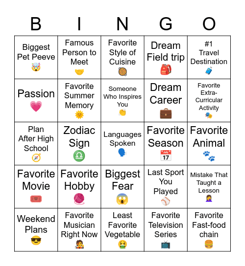 L2S Let's Get To Know You Bingo Card