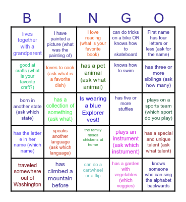 back to school Bingo Card