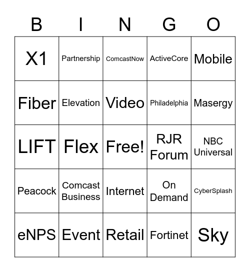 Comcast Bingo Card