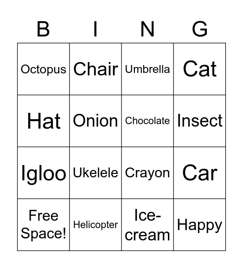 Phoneme Review (O C H I U) Bingo Card