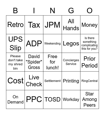 Payroll Bingo! Bingo Card