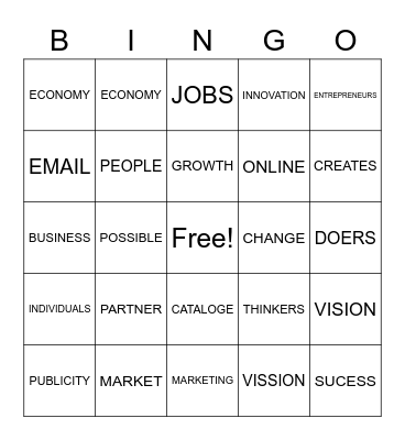 ENTREPRENEURSHIP Bingo Card