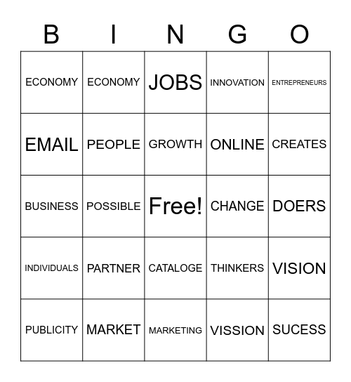 ENTREPRENEURSHIP Bingo Card