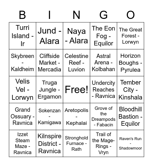 Multiverse World Tour Bingo Card