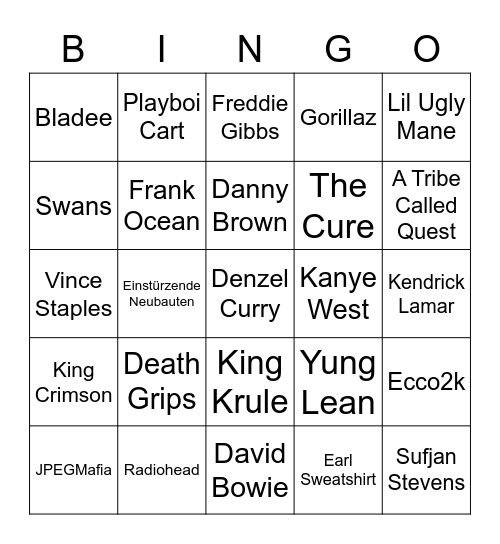 Noah Bingo Card