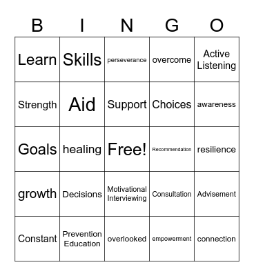 Advocacy Bingo Card