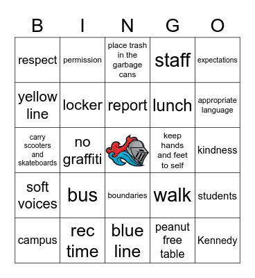 KMS Behavior Expecations Video BINGO Card