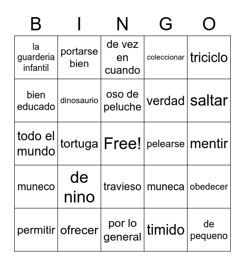 Realidades 2 4a Bingo Card