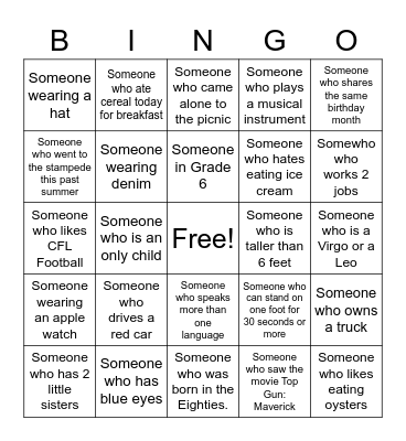 Someone who?? Bingo Card