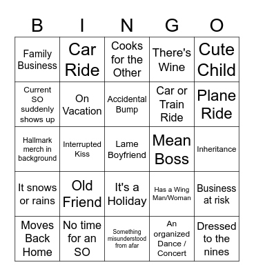 Hallmark Bingo Card
