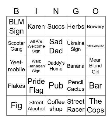 Tuesdate Biker Bingo Card