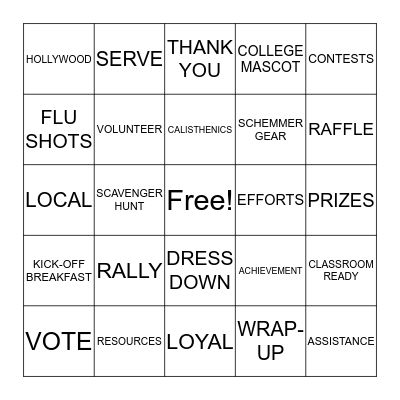 United Way Bingo Card
