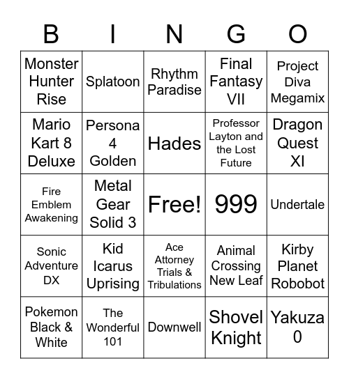 Games of all time Bingo Card