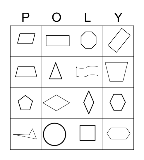 2-D Shape Bingo Card