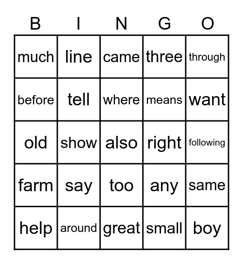 2ND FRY 26-50 Bingo Card