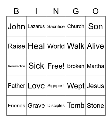 Sermon Bingo Card