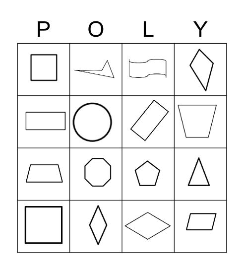 2-D Shape Bingo Card