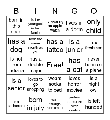 PHI MU BINGO Card