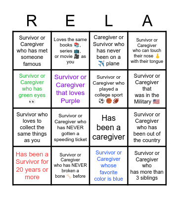 MSABC Survivor Tea 2022 Bingo Card