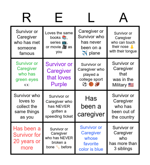 MSABC Survivor Tea 2022 Bingo Card