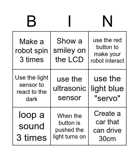Coding Bingo Card