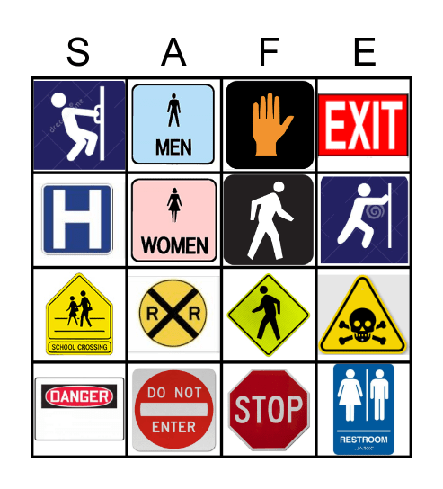 Safety Signs Bingo Card