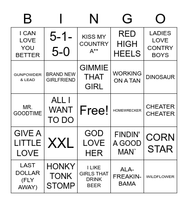 COUNTRY COVER ALL Bingo Card