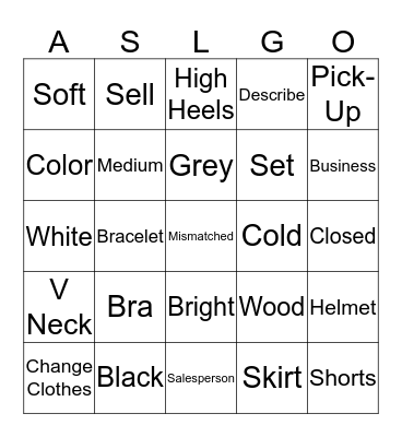 What Not To Wear List 4 Bingo Card