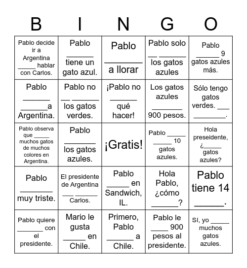 Los gatos azules Bingo Card