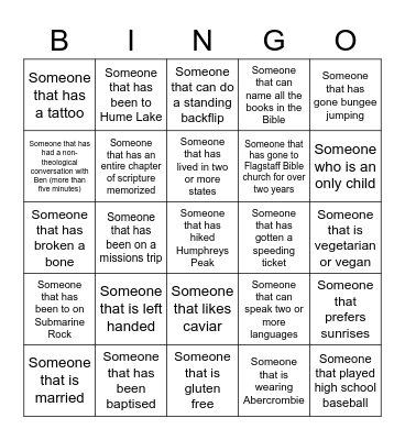 Get To Know Ya Bingo Card