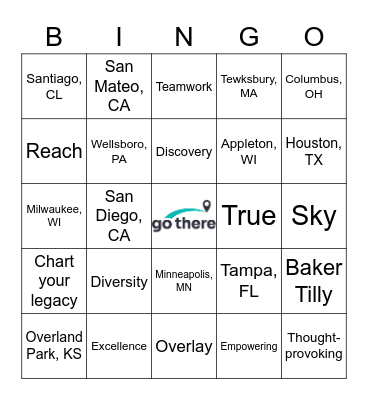 Baker Tilly Road Trip Bingo Card