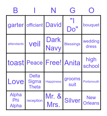 Anitals Bridal Bingo Card