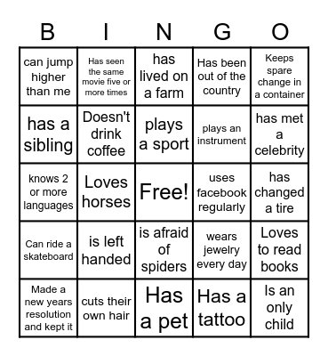 Find someone who Bingo Card