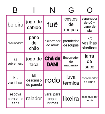 CHÁ DA DANI Bingo Card