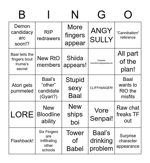 Confrontation Bingo! Bingo Card