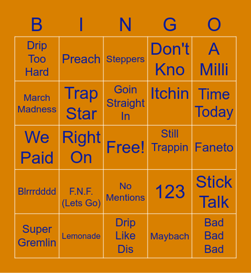 LYLAS TRAP BINGO Card