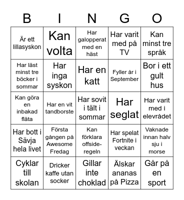 Awesome Fredag 2022 Bingo Card