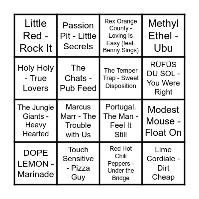 The Prince Music Bingo - #1 Bingo Card