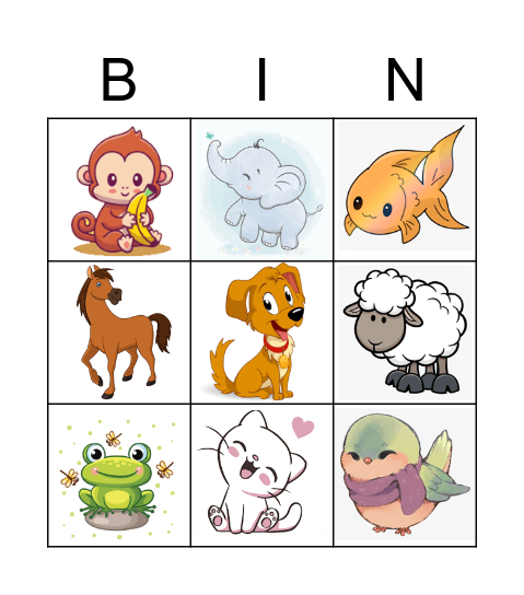Animals Bingo Card
