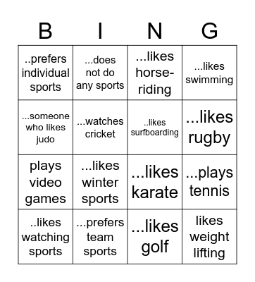 Find Someone who...bingo card Bingo Card