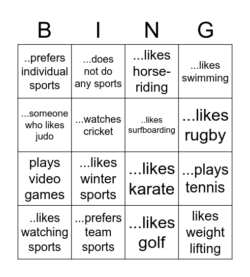Find Someone who...bingo card Bingo Card