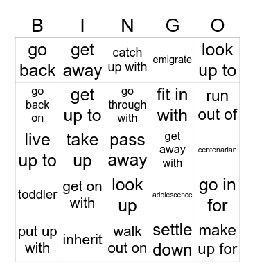 Unit 1 Vocabulary Bingo Card