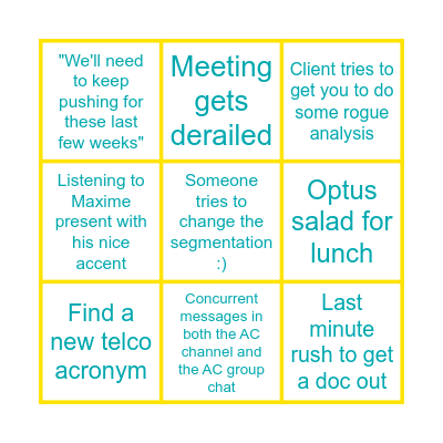 Anna's last week bingo Card