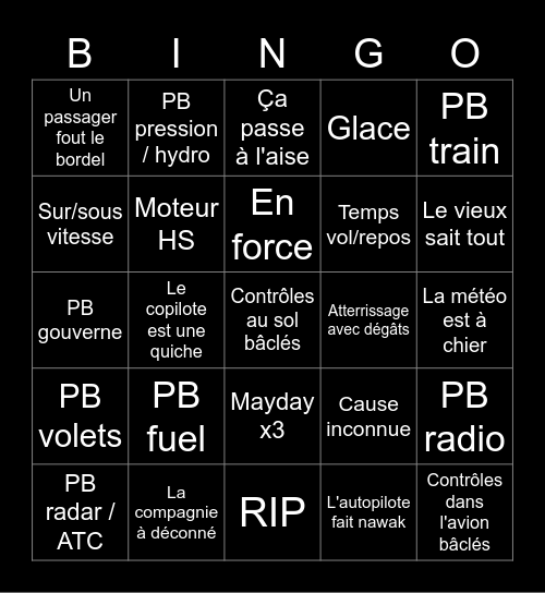 Mayday ! Bingo Card