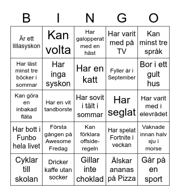 Awesome Fredag 2022 Bingo Card