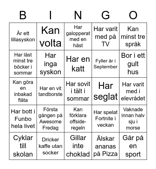 Awesome Fredag 2022 Bingo Card