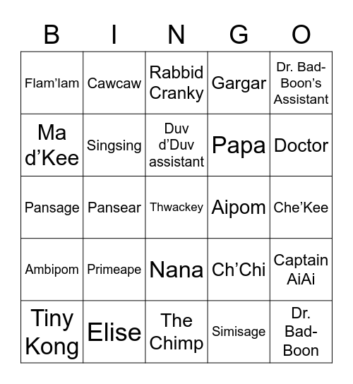 Prince's Bingo Card (Round 1) Bingo Card