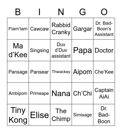 Rabbit's Bingo Card (Round 2) Bingo Card
