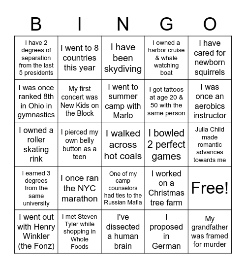 Marlo and Archer's Wedding Team! Bingo Card