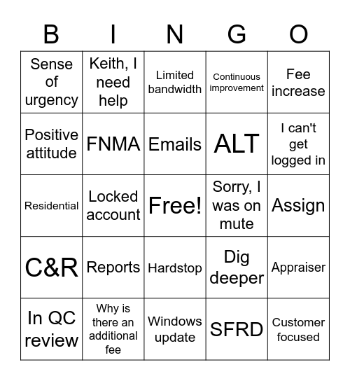 Darto Bingo Card